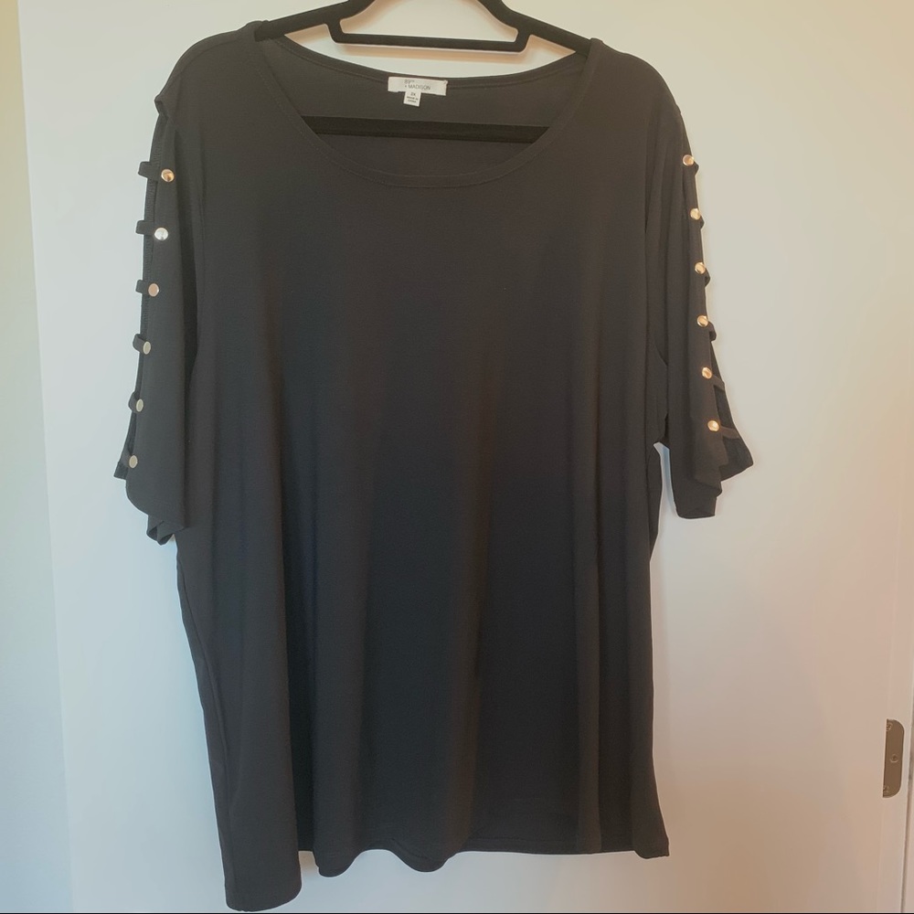 Womens Plus Size 89th & Madison Black Tee Blouse 2X